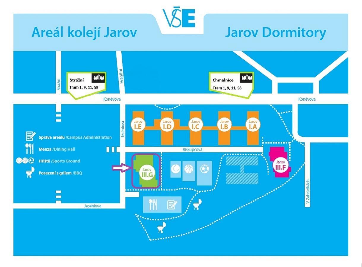 Eislerova Kolej Jarov Vandrehjem Prag Eksteriør billede